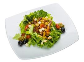 polpo insalata su il piatto e bianca sfondo foto