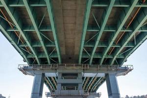 enorme ponte automobilistico attraverso l'ampio fiume foto