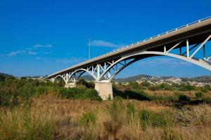 moderno fiume ponte, un ingegneria feat quello migliaia di veicoli passaggio al di sopra di quotidiano foto