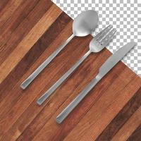 set di forchetta, coltello e cucchiaio isolati su trasparenza foto