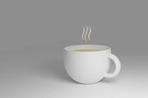 leggero tazza di caffè su leggero tavolo nel minimalista stile. 3d rendere. foto