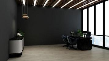 Progettazione dell'ufficio di rendering 3d - mockup della parete interna della stanza del manager foto