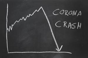 corona schianto - disegnato a mano grafico mostrando azione mercato crollo foto