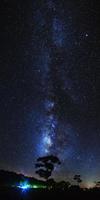 via lattea e silhouette di albero al parco nazionale di phu hin rong kla, phitsanulok thailandia, fotografia a lunga esposizione con grano foto