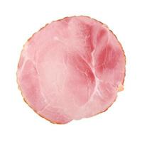 prosciutto affumicato affettato isolato su sfondo bianco foto