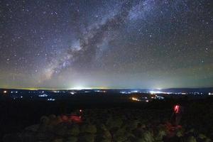 paesaggio latteo modo galassia con pomello pietra terra è nome lan hin pum punto di vista a phu hin rong kla nazionale parco nel fitsanulok, Tailandia foto