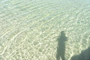 ombra di persona su il mare.ombra di un' fotografo assunzione immagine di il bellissimo onda a il spiaggia foto