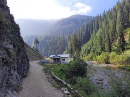 kashmir è il maggior parte bellissimo regione nel il mondo quale è famoso per suo verde valli, bellissimo alberi, alto montagne e fluente molle. foto