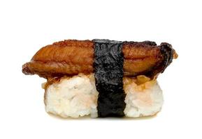 unagi o Anguilla nigiri Sushi isolato su bianca sfondo foto