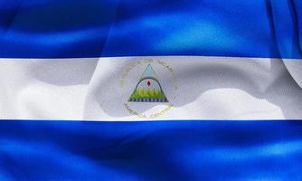 3d-illustrazione di una bandiera del nicaragua - bandiera sventolante realistica del tessuto foto