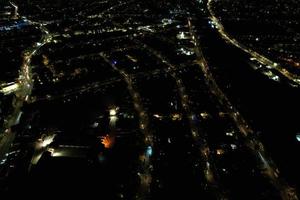 notte aereo metraggio di luton città di Inghilterra foto