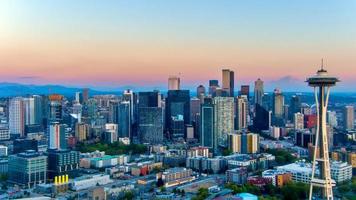 Seattle, Washington a tramonto nel agosto foto