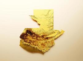 Guatemala carta geografica d'oro metallo colore altezza carta geografica su bianca sfondo 3d illustrazione foto