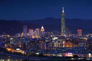 vista notturna di Taipei