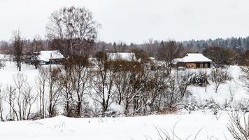 Visualizza di vecchio poco russo villaggio nel inverno giorno foto