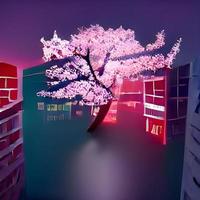 fantasia notte città giapponese paesaggio foto