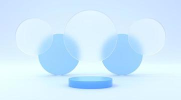 blu piattaforma con bicchiere astratto sfondo 3d illustrazione rendere per aviatore Schermo prodotti design sfondo pubblicità e eccetera foto