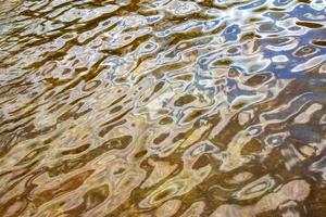 acqua ondulazione struttura sfondo. ondulato acqua superficie durante tramonto, d'oro leggero riflettendo nel il acqua. foto