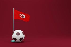 tunisia bandiera con sfera. mondo calcio 2022 minimo 3d rendere illustrazione foto