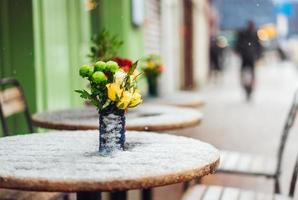 fiori In piedi su un' nevoso tavolo foto