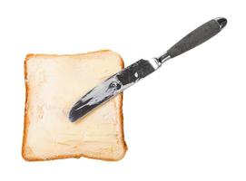 coltello e Aperto Sandwich con crostini e burro foto