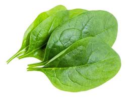 pochi fresco verde le foglie di spinaci isolato foto