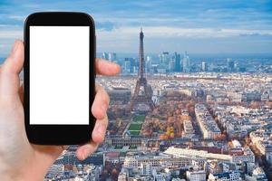 turista fotografia Visualizza di Parigi con eiffel Torre foto