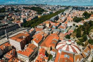 aereo fuco Visualizza di ristoratori piazza guardare nord in direzione avenida da liberdade nel Lisbona, Portogallo foto