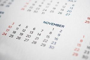 novembre calendario pagina con mesi e date foto