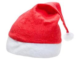 tipico rosso Santa cappello isolato su bianca sfondo foto