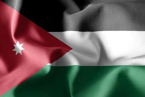 3d interpretazione agitando seta bandiera di Giordania foto