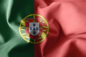 3d interpretazione agitando seta bandiera di Portogallo foto