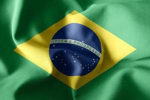 3d realistico agitando seta bandiera di brasile foto