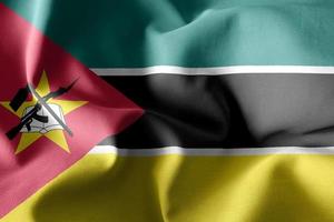 3d realistico agitando seta bandiera di mozambico foto
