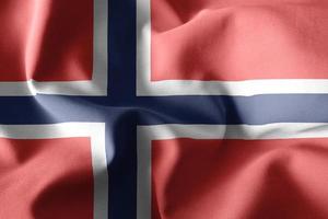 3d interpretazione agitando seta bandiera di Norvegia foto