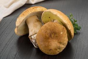 boletus fungo su di legno sfondo foto