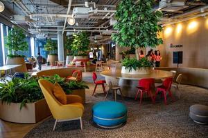 bangkok, Tailandia - giugno 2020 la zona di vero digitale parco co-working spazio su sociale distanziamento con lusso confortevole design per opera come gratuito e relax. foto