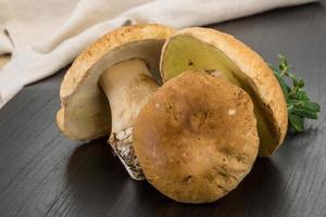 boletus fungo su di legno sfondo foto