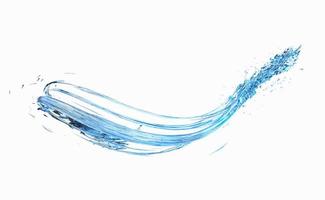 3d chiaro blu acqua sparpagliato intorno a, acqua spruzzo trasparente, isolato su bianca sfondo. 3d rendere illustrazione foto