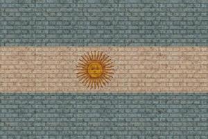 3d bandiera di argentina su mattone parete foto