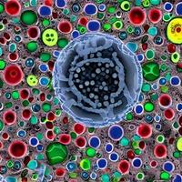 gruppo di virus cellule. illustrazione di coronavirus cellule foto