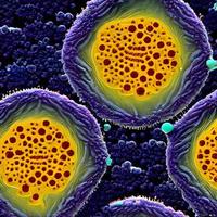 coronavirus 2019-ncov romanzo coronavirus concetto. microscopio virus vicino su. resa. foto