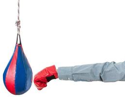 lavoratore con boxe guanto pugni punzonatura Borsa foto