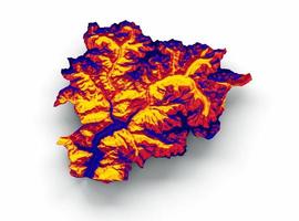 andorra carta geografica con il bandiera colori rosso e giallo ombroso sollievo carta geografica 3d illustrazione foto