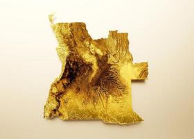 angola carta geografica d'oro metallo colore altezza carta geografica su bianca sfondo 3d illustrazione foto