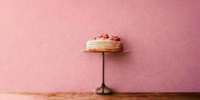 rosa sfondo con torta foto