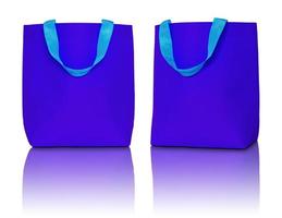 borsa della spesa blu su sfondo bianco foto