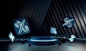 creativo concetto 3d neon leggero sconto podio Prodotto Schermo foto