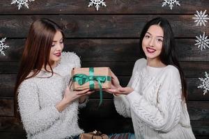 ritratto di Due bellissimo ragazze a Natale foto