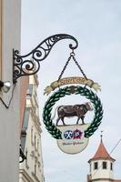 nordlingen, Germania, 2014. ornato macelleria cartello nel nordlingen foto